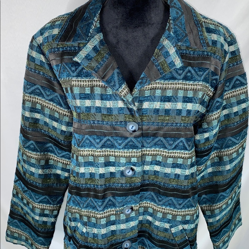Vintage Sag Harbor Womens 14 Blazer Blue Turquoise Size - Picture 2 of 11